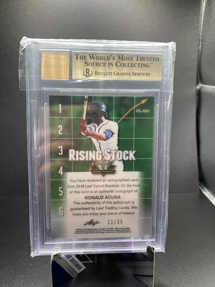 2018 LEAF VALIANT RISING STOCK RONALD ACUNA JR ROOKIE AUTO BGS 9.5/10 SP #/35 - Image 2 of 2