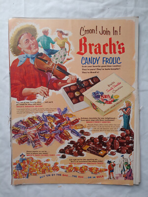 Vintage 1952 Orig Magazine Ad Brach's Candy Frolic C'mon Join In Candies