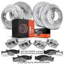 Front & Rear Drilled Brake Rotor & Ceramic Pad+Caliper for Chevrolet GMC Hummer