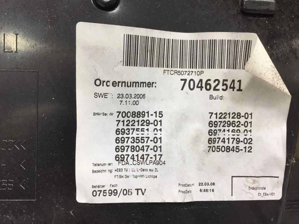 06 BMW 650I Front Door Trim Panel Foto 4 de 4