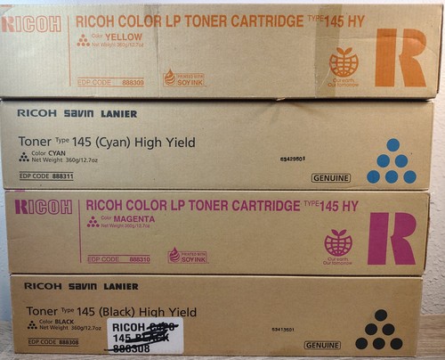 Ricoh Savin Lanier 145 HY X4 B/C/M/Y Farbe LP Tonerkassette Original FULL SET 4