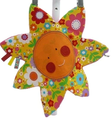 ChezSaperlipopette doudou plat fleur orange tissu et velours rose floqué 35 cm - Photo 1/2