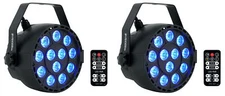 2) Rockville RockPAR TRI LED RGB Compact Par Can DJ DMX Wash Lights+Remote Black