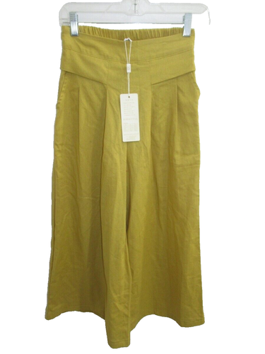 Komili Yellow Elasticated Waist Gauchos Wide Palazzo Pants L May fit M New