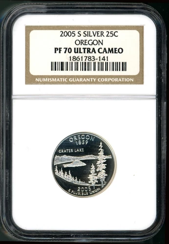 2005-S 25c Silver Oregon Quarter PF70UCAM NGC # 1861783-141 + Bonus