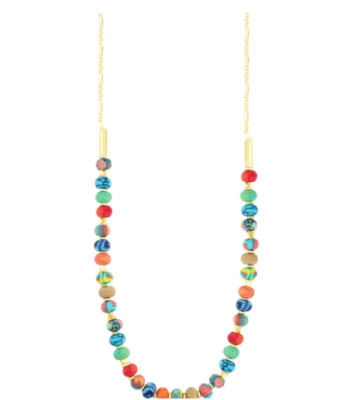 NEW JILZARAH Handmade Clay Beads SEDONA SKY ORANGE BLUE Beaded 6mm Necklace