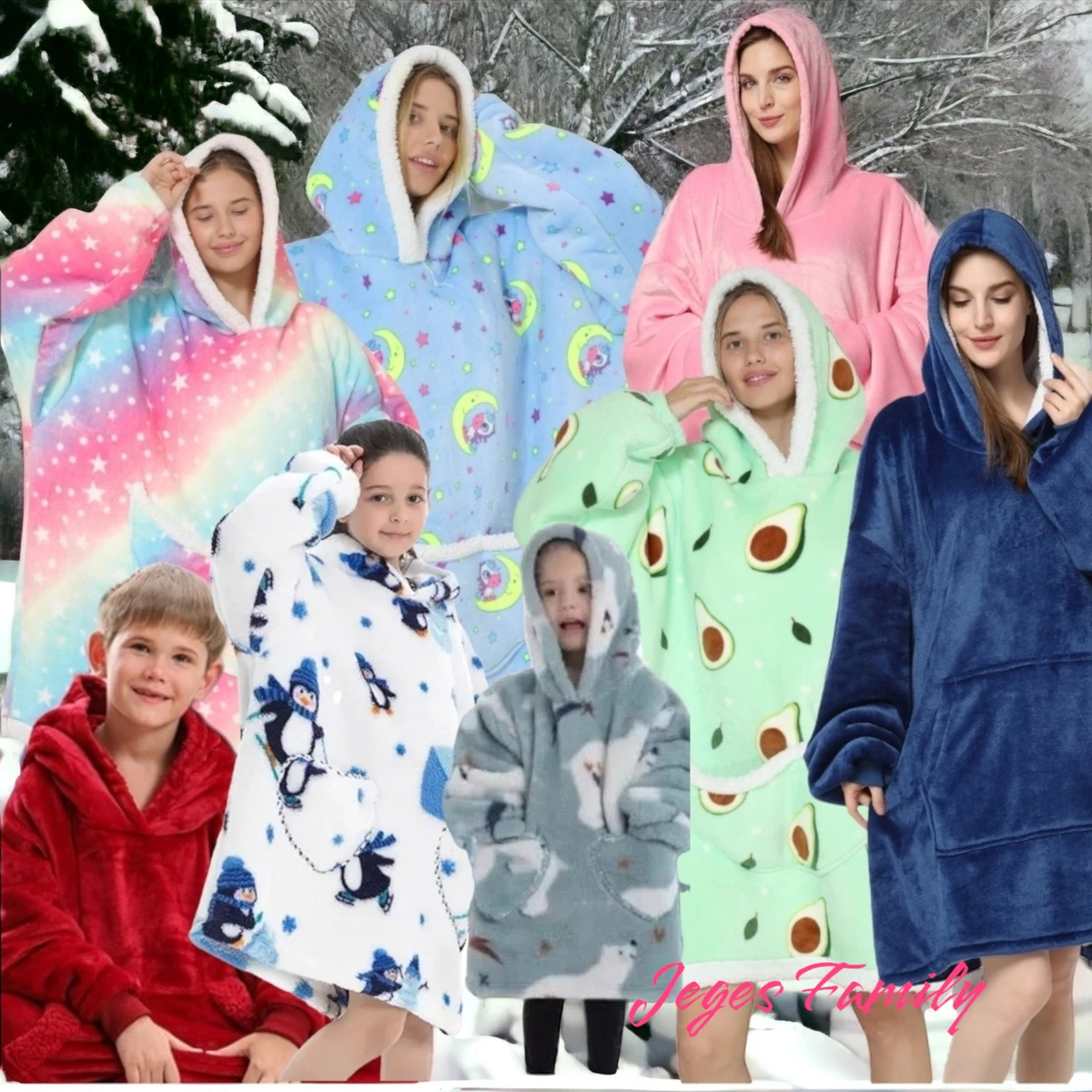 Oversized Hoodie Wearable Blanket Long Sweatshirt Soft Fleece Cosy Warm Clothing
