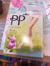 Pretty Polly Ultra Sheer 8 Denier Open Toe Tights Size Med Slightly Sunkissed