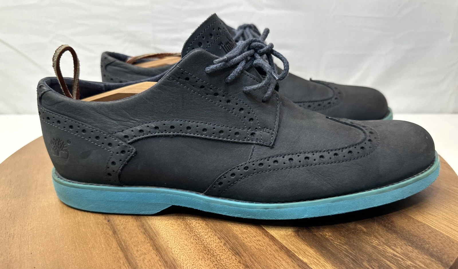 Scarpe eleganti Timberland uomo Oxford 11 5 M pelle blu Earthkeepers punta alare