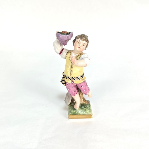Antique KPM Figure of a Dancing Young Boy with Flowers in His Hat