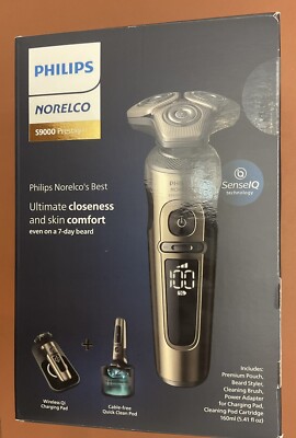 Philips Norelco 9000 Prestige Shaver W/Qi Charging Pad - Black  