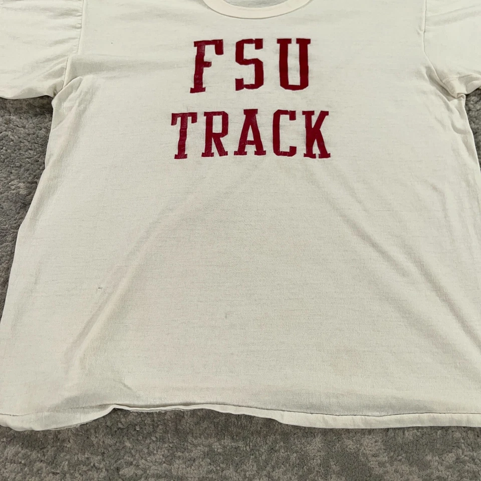 Camisa masculina vintage Florida State Seminoles grande branca Russell Athletic anos 70 EUA - Imagem 4 de 4