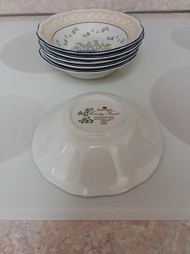 Set of 6 Sango Country French 7" Soup / Salad Bowls, Yellow Floral 3908 - Picture 7 of 7