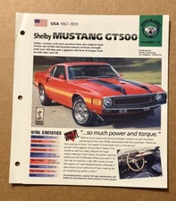Shelby Mustang Gt500 - Usa 1967-1970 - Imp Hot Cars Spec Sheet Brochure 16 Shelby Mustang Gt500 - Usa 1967-1970 - Imp Hot Cars Spec Sheet Brochure 16