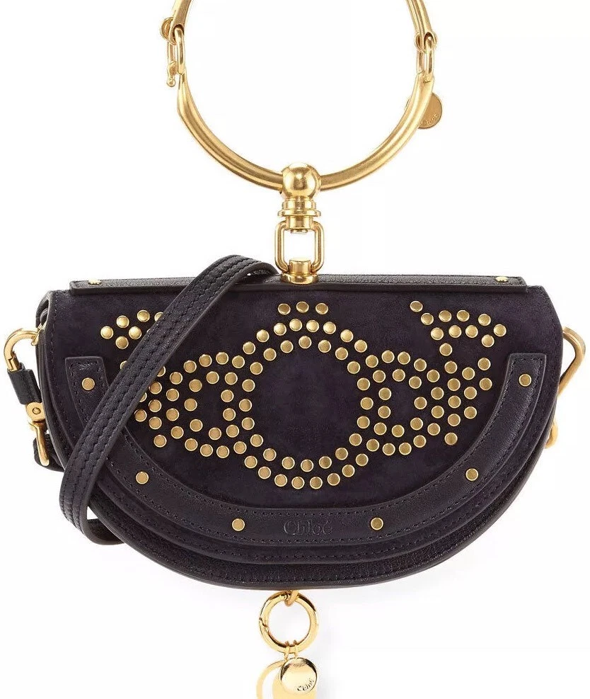 CHLOE Small Nile Bracelet Minaudiere Leather Crossbody Bag Black