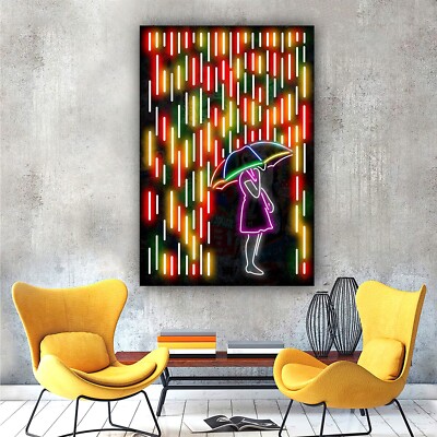 Banksy Style Graffiti Umbrella Girl, Big Canvas Decor, Wall Art For Living Room