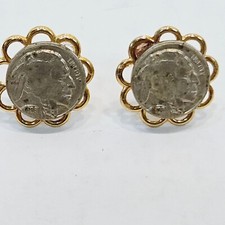 Mini Buffalo Head Nickle Earings Stud Post Style 1/2 Inches Across