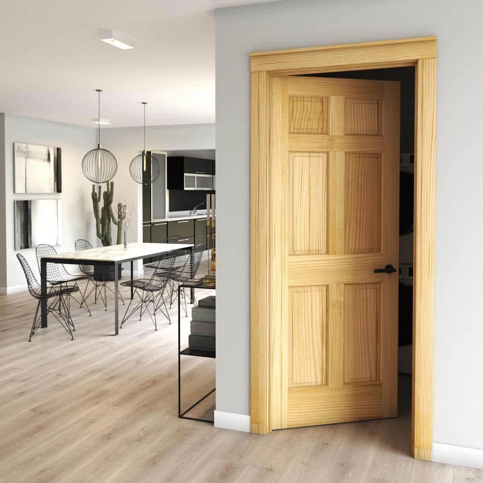 eightdoors Door Slab 30"x80"x1-3/8" 6-Panel Clear Pine Wood Solid Core Interior - Image 4 of 4