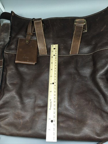 Cole Haan Large Leather Travel or Business Two Straps Tote Bag - Brown distress - Picture 3 of 12