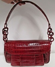 Nancy Gonzalez  Raspberry Alligator Compartmentalized Flap Shoulder Bag - New!