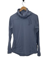 Athleta Pullover Women Medium Cowl Neck Long Sleeve Thumb Athleisure Blue