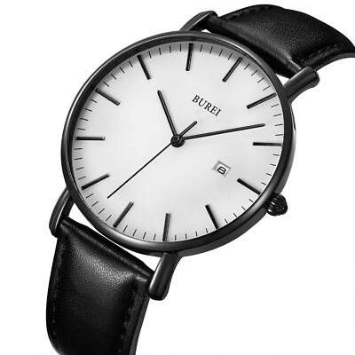 BUREI Men\'s Fashion Minimalist Wrist Watch All Black Waterproof Watches Simple BUREI Men Wrist Watches Fashion Minimalist Analog Leather  main image 4