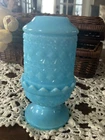 Vintage Blue Satin Milk Glass fenton fairy light lamp 1960s Stars RARE!!!