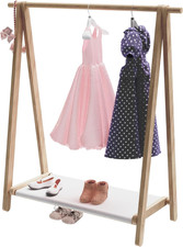 Kids Clothing Rack, Solid Wood Dress-Up Storage Organizer, Child Garment Rack wi