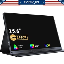 EVICIV 15.6" 4K Ultra Slim HDR Portable Monitor IPS 3840*2160 HDMI USB C PS6 PC