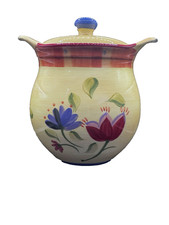 2008 Pfaltzgraff Napoli Retired Brown Sugar Crock 7  1/8 Handpainted Earthenware