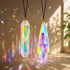 Sun Catcher for Windows, 2 Pack Crystal Suncatchers 4.72 inches, Rainbow