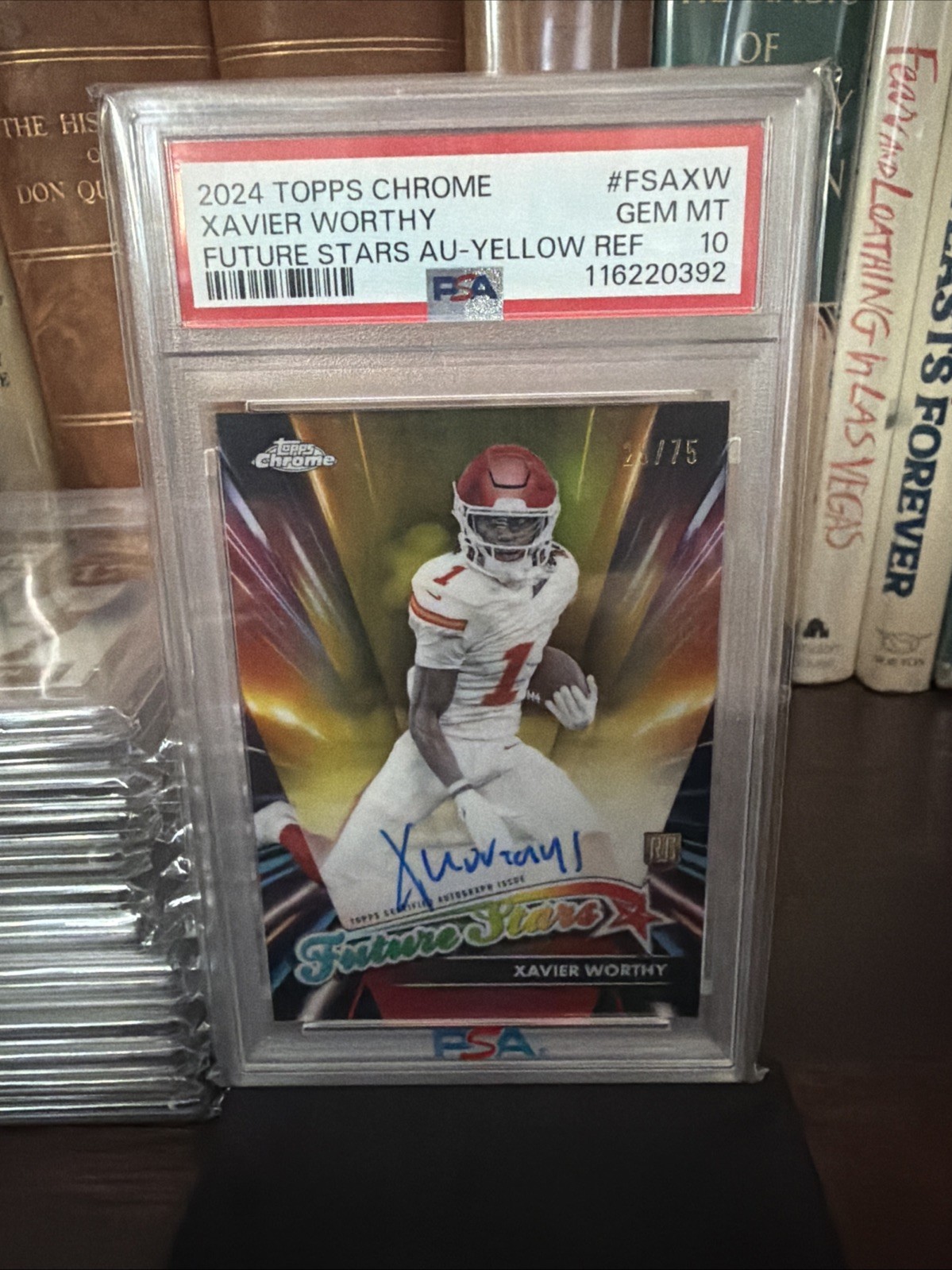 Xavier Worthy Topps Chrome Future Stars Autographs #FSAXW Yellow Refractor