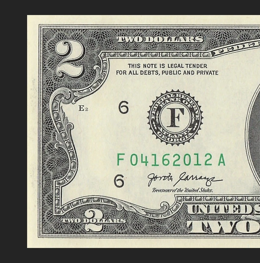 APRIL 16 2012 Birthday Date Note Fancy Serial Number Two Dollar Bill Crisp UNC - Image 4 of 4