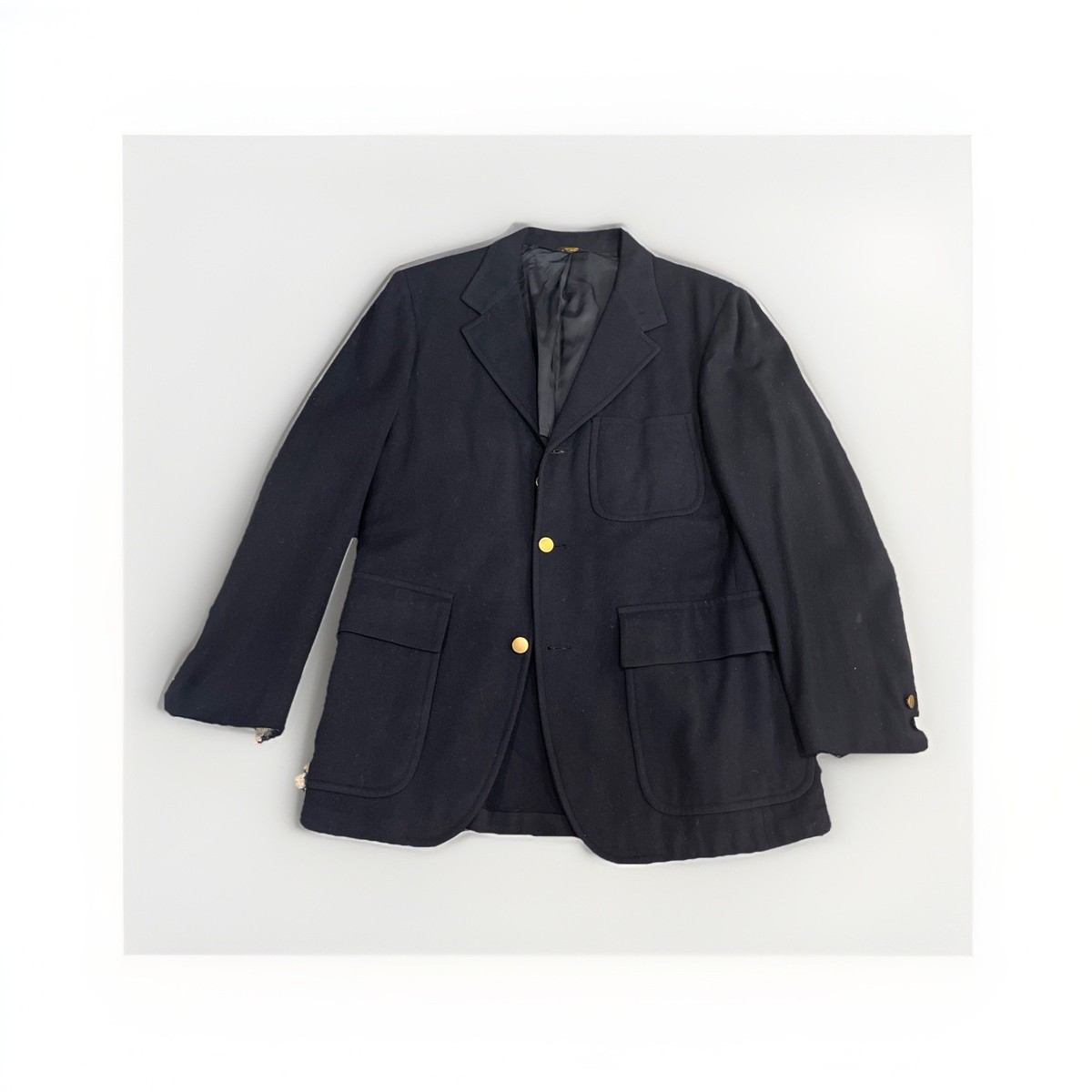 VTG 1960s J. Press Navy Blazer Blue Patch Pocket Blazer 40S 3 roll
