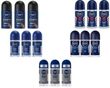 NIVEA Men Roll On Deodorant Travel 50 ml 3 PK Silver-Cool-Espresso-Dry-Fresh