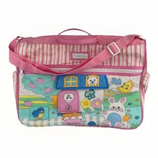 VINTAGE 80's 90's Fisher Price Baby Diaper Bag Pink Pastel Tote Duffle Animals