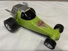 VINTAGE 1970'S TONKA GREEN PRESSED STEEL  DRAG RACE RAIL SPLITTER CAR HOT ROD 6”