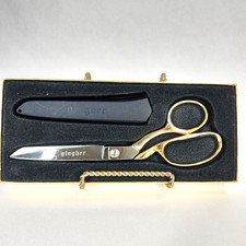 Gingher Gold Handled 8" Shears Knife Edge Dressmaker Scissors Sheath Box Italy