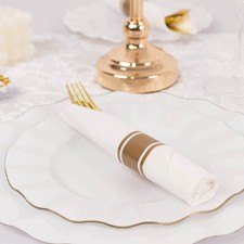24 GOLD Plastic Silverware with Pre Rolled White Paper Napkins Party Events