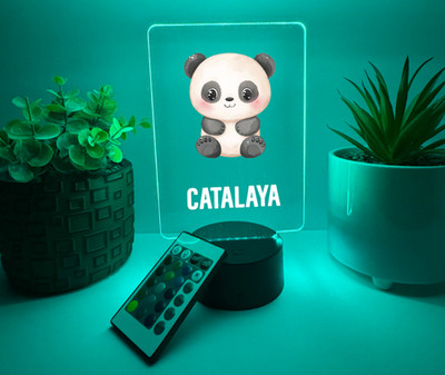 UV Printed Cute Panda Light Up, Personalized FREE, Animal LED Lamp, Kid Friendly