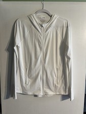 Athleta White Lightweight Jacket Hooded Full Zip Thumbholes Activewear Medium