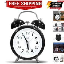 Twin Bell Alarm Clock with 3D Dial Simple, Super Extra Loudest Ringing for Ad...