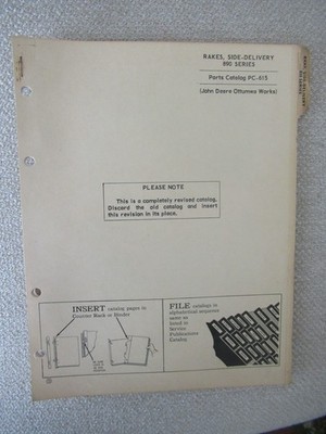 John Deere 890 Side Delivery Rakes Rake Parts Catalog Book Manual PC-615 1963