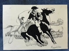 Maynard Dixon drawing and painting on old paper signed stamped vintage