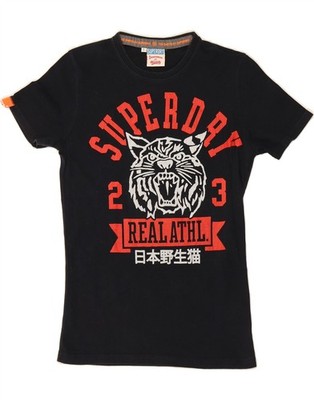 SUPERDRY Herren Grafik T-Shirt Oberteil Small Navy Blau Baumwolle UI09