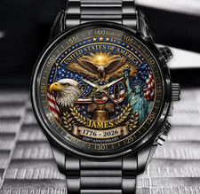 Personalized USA 250th Anniversary Watch 1776-2026 Custom Name Patriotic Eagle