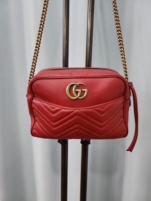Gucci Umhängetasche gesteppt rot GG Marmont 12345 77392798