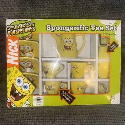 Nickelodeon Spongebob Squarepants Porcelain 13 pc Tea Set Rare 2006 Retired New