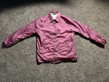 J C Penney's warm up Maroon Bomber Men's M Medium Jacket Satin Lined Snap Lined
