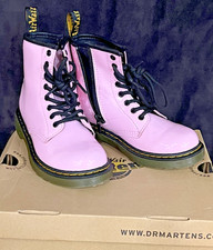 Dr Martens Pink Boots Youth Kids 13 Shoes Patent Leather Combat 1460 J Side Zip
